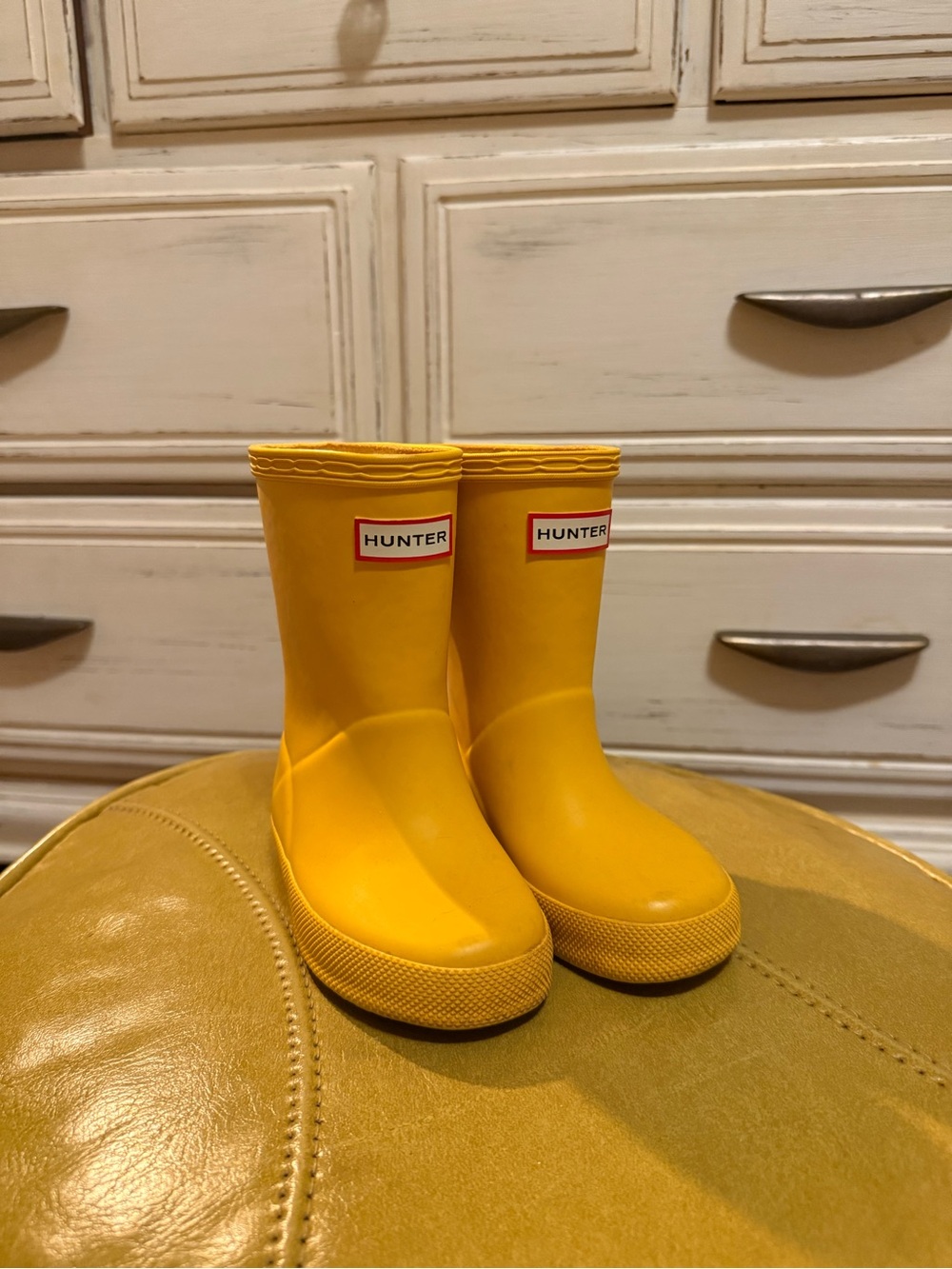 Hunter Kids Yellow Rubber Rain Boots